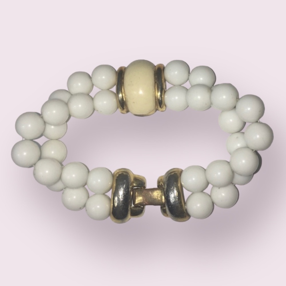 Monet Vintage White Bead Bracelet